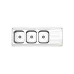 Evier inox 3 bac apparent roco avec egout. 60x160mm plus siphon