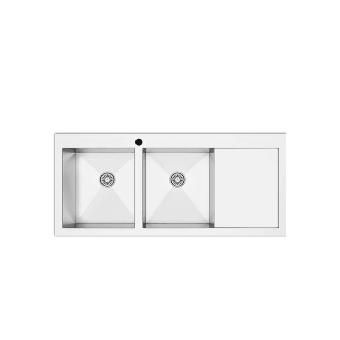 evier inox roco style avec egouttoir 1160x510mm 2 bacs plus siphon