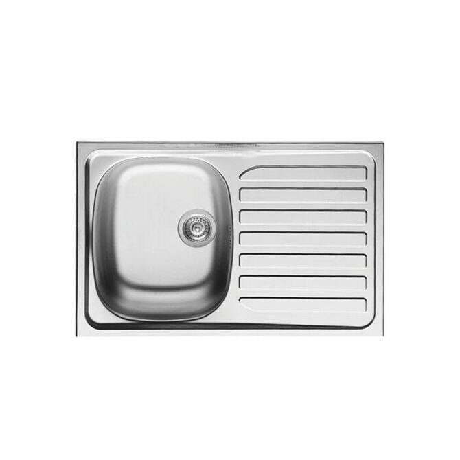 evier inox roco style avec egouttoir 860x500mm 1 bac plus siphon
