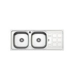 Evier inox roco style avec egouttoir carreau 1160x500mm 2 bacs plus siphon