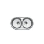 Evier inox roco style sans egouttoir 43.5x78.5mm 2 bac plus siphon