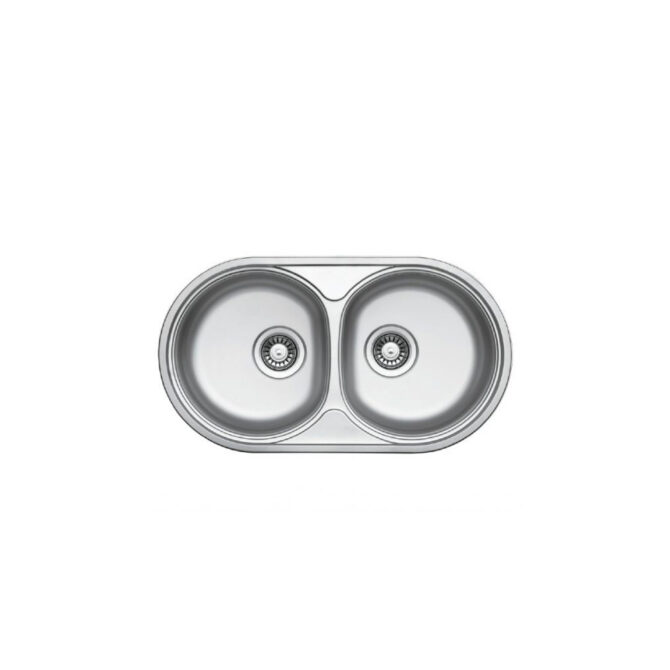 evier inox roco style sans egouttoir 43.5x78.5mm 2 bac plus siphon