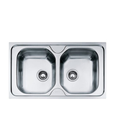 Evier inox roco style sans egouttoir 860x500mm 2 bacs plus siphon