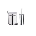Poubelle 5l a pedale plus porte balai chrome maxiflow