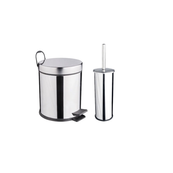 poubelle 5l a pedale plus porte balai chrome maxiflow